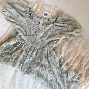 Floral puff sleeve lace fairy dress